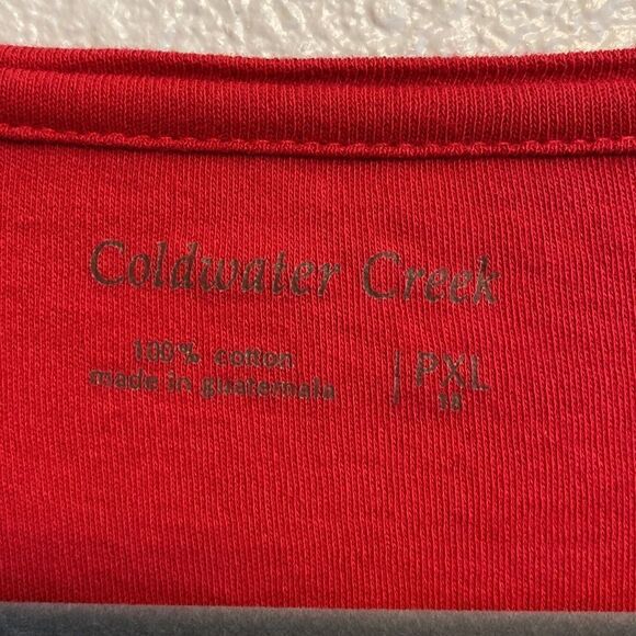 Coldwater Creek- Bright red cotton long sleeve- Size PXL - Picture 3 of 6